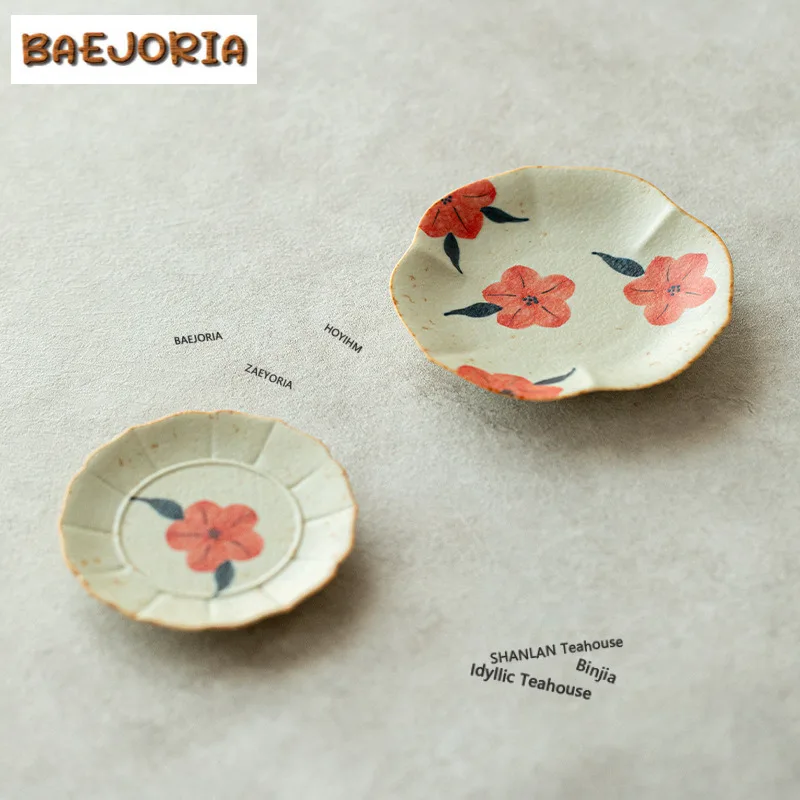 

Подставка для чашек с ручной росписью под глазурью, дизайн «Цветы персика», для кружек, кофейных чашек, блюдец, термостойкая, держатель для чашек, элемент чайного сервиза