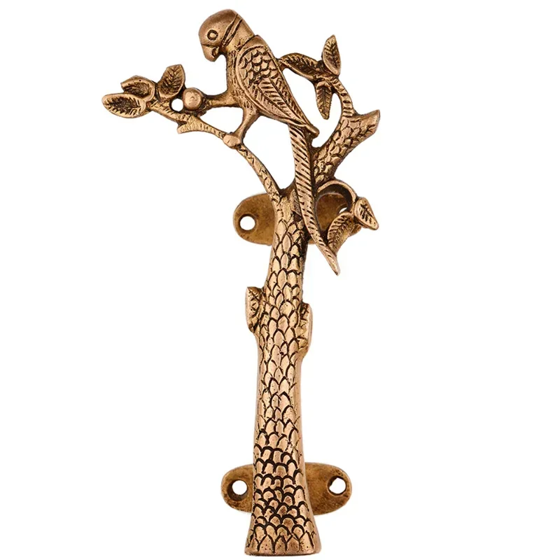 Brass Handmade Indoor Outdoor Woden Glass Door Handles for Interior Doors  Barn Door Handles Branch Parrot