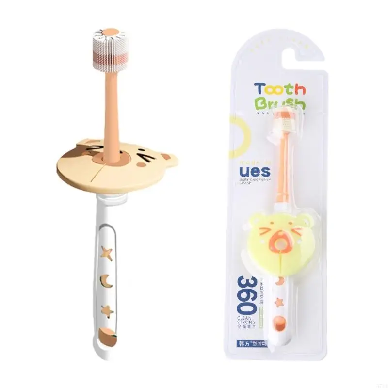 57EE Baby 360-degree Rotation Toothbrush Children Safety Soft-bristled Toothbrush Newborn Kids Soft Silicone Training