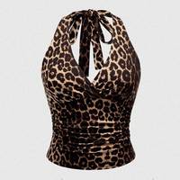 Grunge punk sexy chic slim fit halter neck camisole top fashion hottie leopard print crop top harajuku retro y2k women's clothes