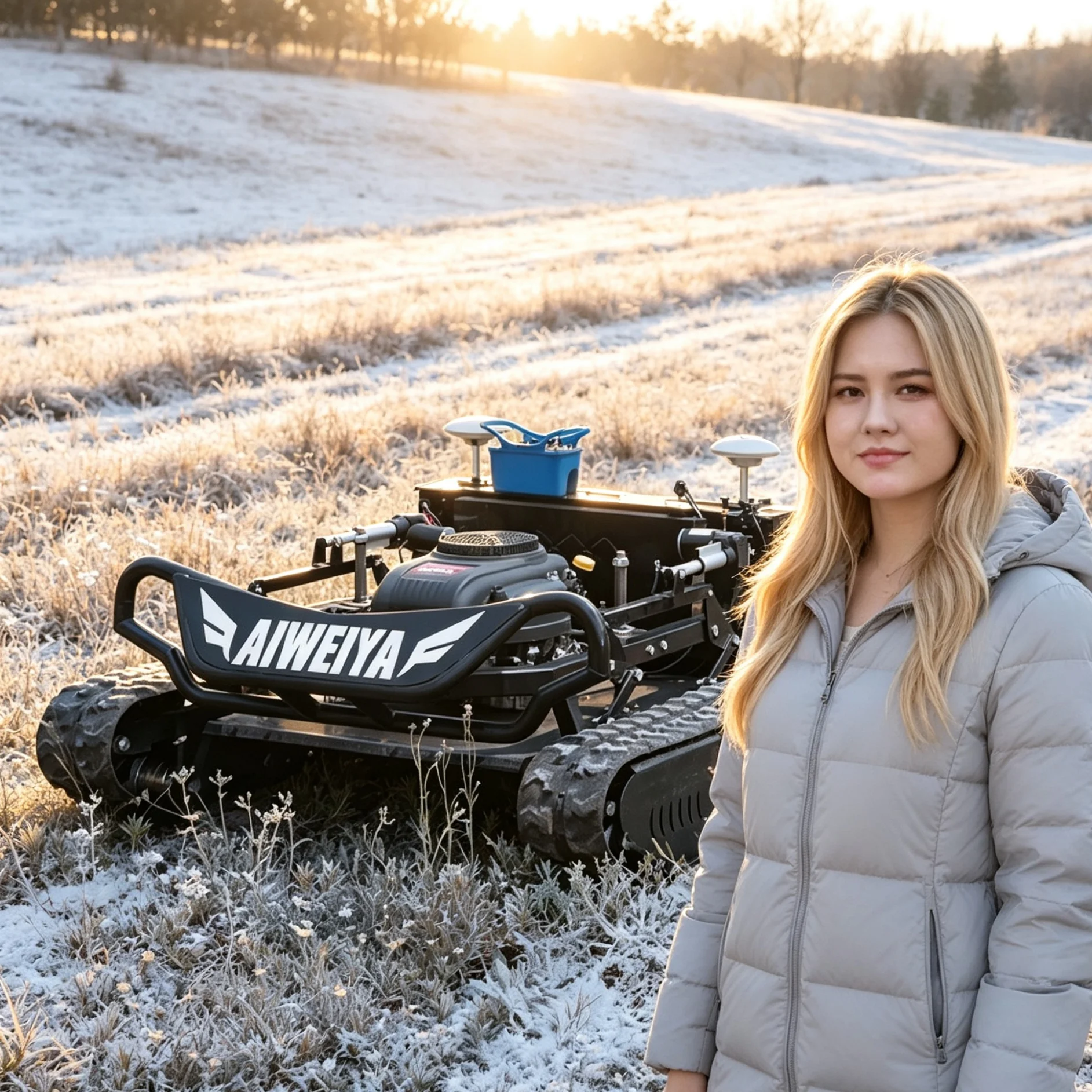 Customized for wet meadow land Black Knight tracked self‑propelled lawn mower 900mm optional stable power output for humid field