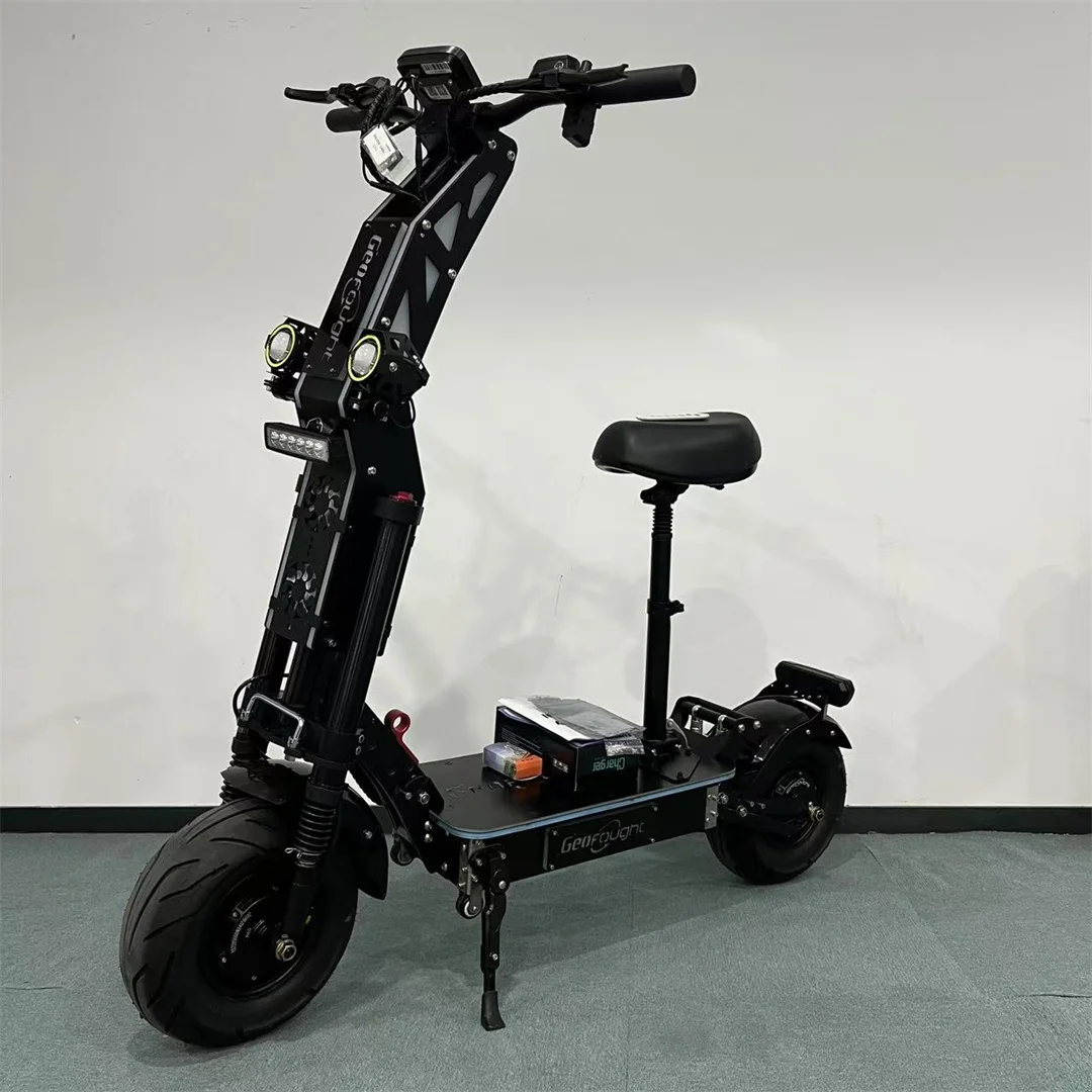 

Высокоскоростной 90-120 кГц 55-75 миль в час Geofought G14 E скутер 15000 Вт двойной двигатель 10000 Вт электрический скутер 72 В 13/14 дюймов шина с сиденьем