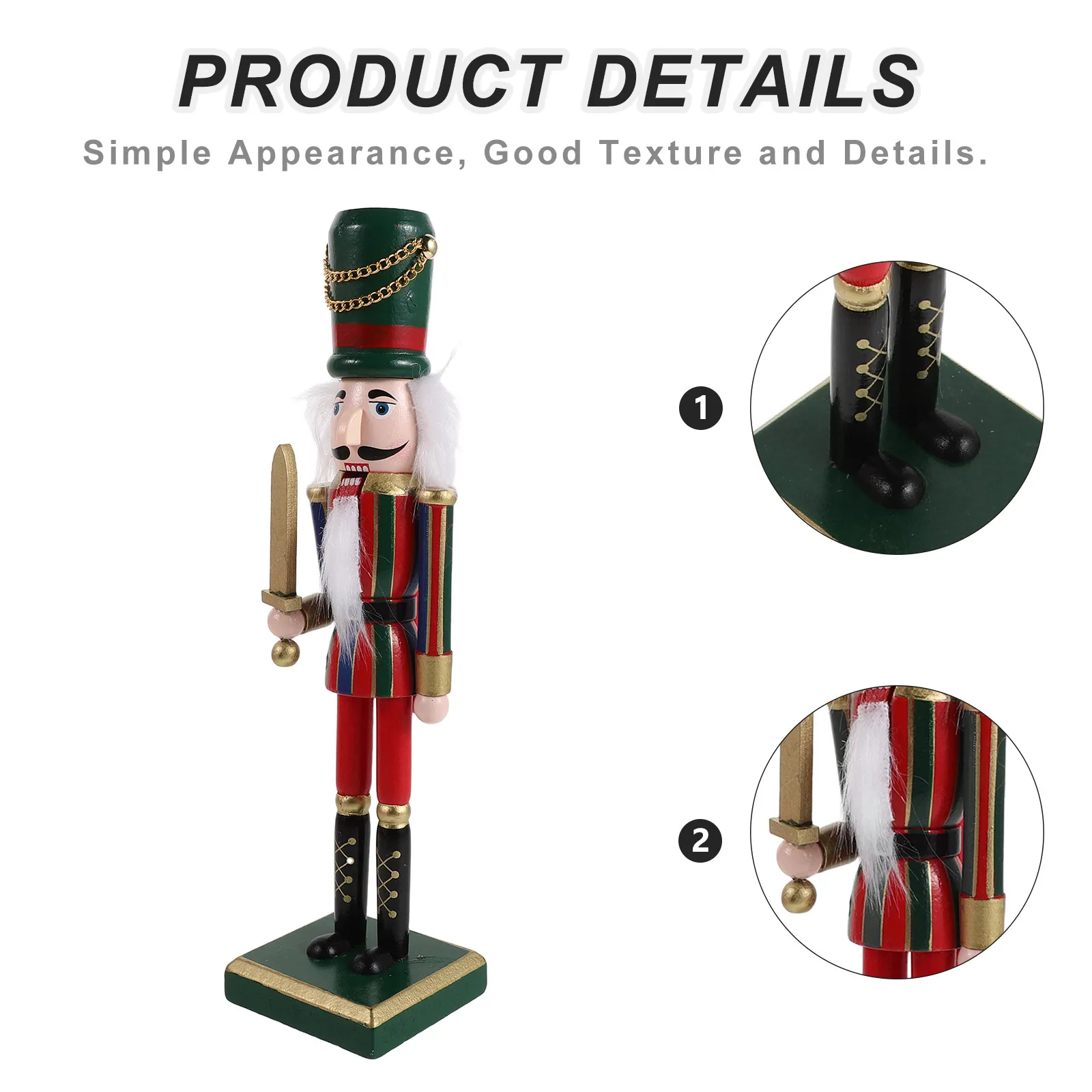 9.8 Inch Wooden Nutcracker Soldier Circus Design Christmas Decoration Ornament Table Display Holiday Nutcracker Statue