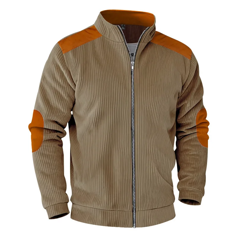 

Тяжелые вельветовые мужские куртки в стиле пэчворк, осеннее утолщенное мужское повседневное пальто на молнии, винтажная однотонная мужская одежда