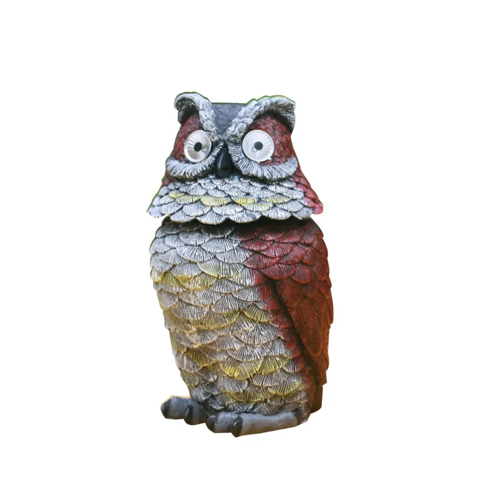 

New Resin Owl Statue Ornament Solar Electronic Waterproof Night Light Balcony Courtyard Floor Decoration DIY Yard Statue Outdoor