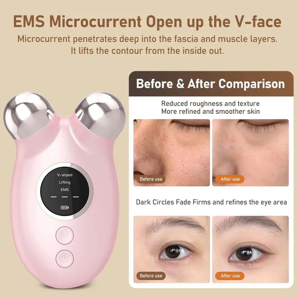 Microcurrent Facial Device Face Roller Anti Wrinkle Facial Massagers V Shape Lift Chin-up Face Lifting Machine Skin Care Tools