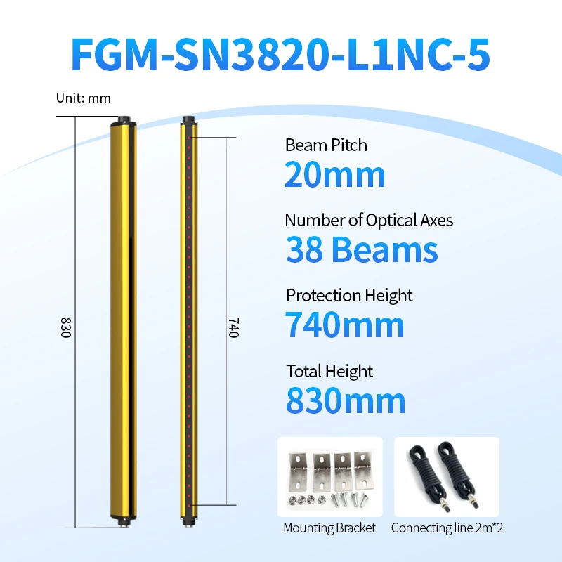 FGM-SN3820-L1NC-5 Bending machine/High pressure equipment protection device Punch automatic safety grating