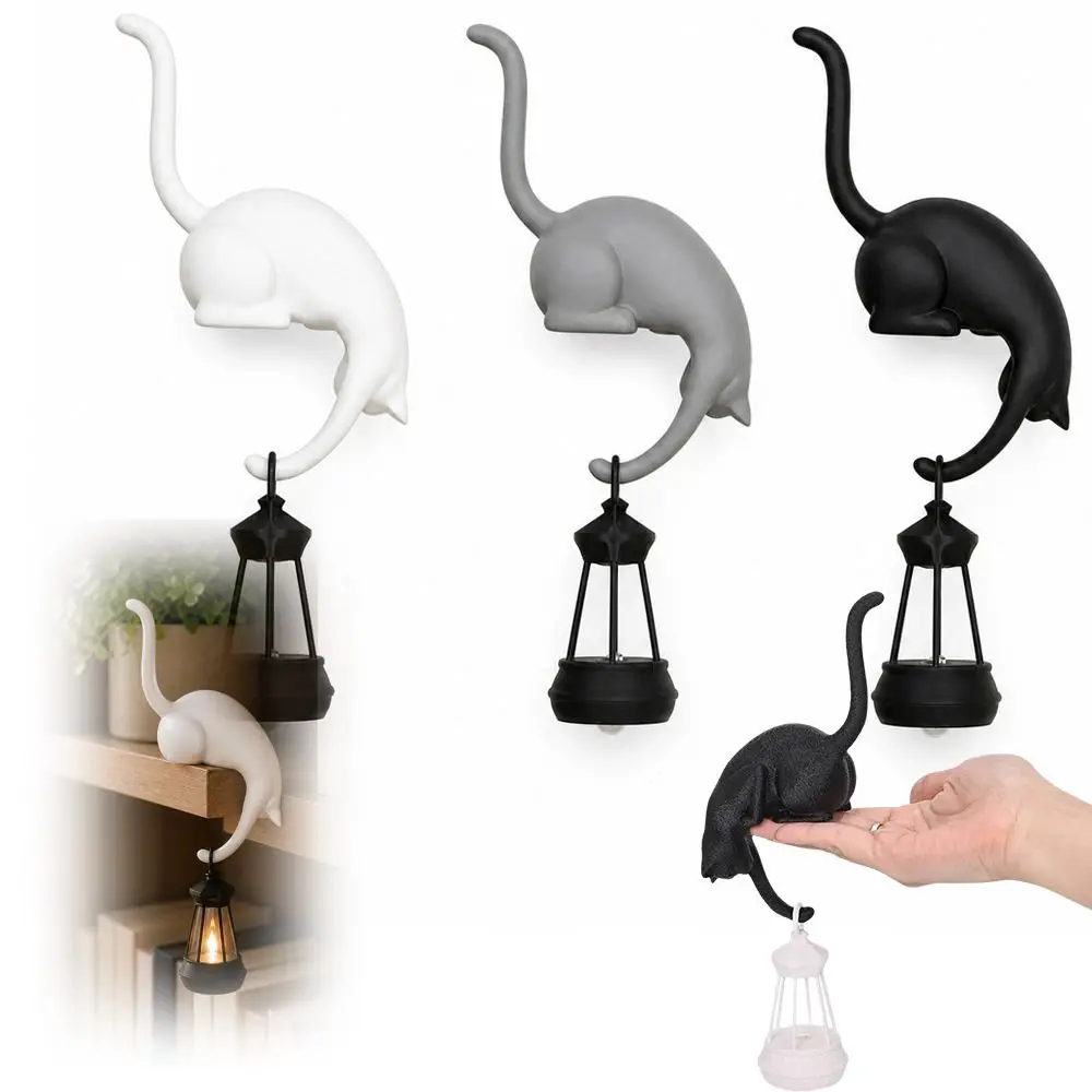 Decor Bookcase and Shelf Cat Night Light Cat Shaped Creative Style Cat Shaped Lamp Warm Glow Decorative Lighting
