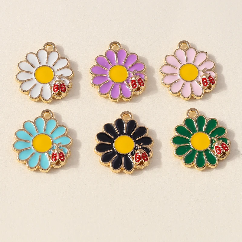 10 Stück niedliche, gemischte Emaille-Blumen-Anhänger zum Basteln von Ohrringen, Halsketten, Armbändern, DIY-Bastelarbeiten, Schmuckzubehör und Geschenken ﻿ – Detail 8