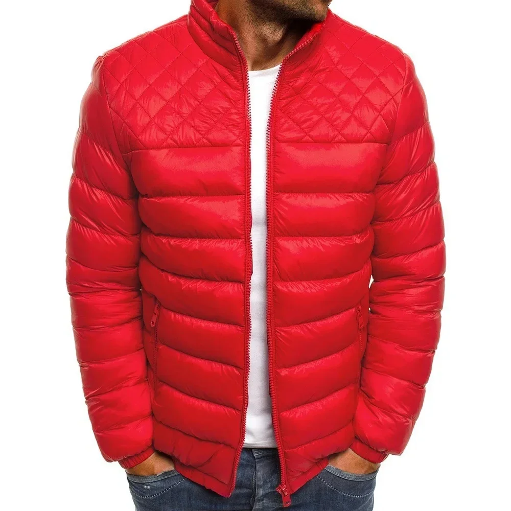 

Men's Winter Street Solid Color Casual Thin Cotton Jacket Skiing Lightweight Fashion Zipper Warm Coat