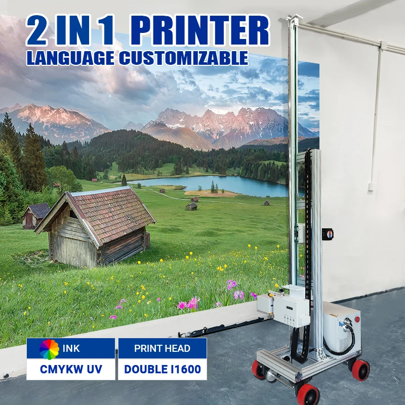 Popular 2-in-1 Wall & Floor UV Printer Custom Multi-language Version Double I1600 Printhead with 5 UV Ink Colors
