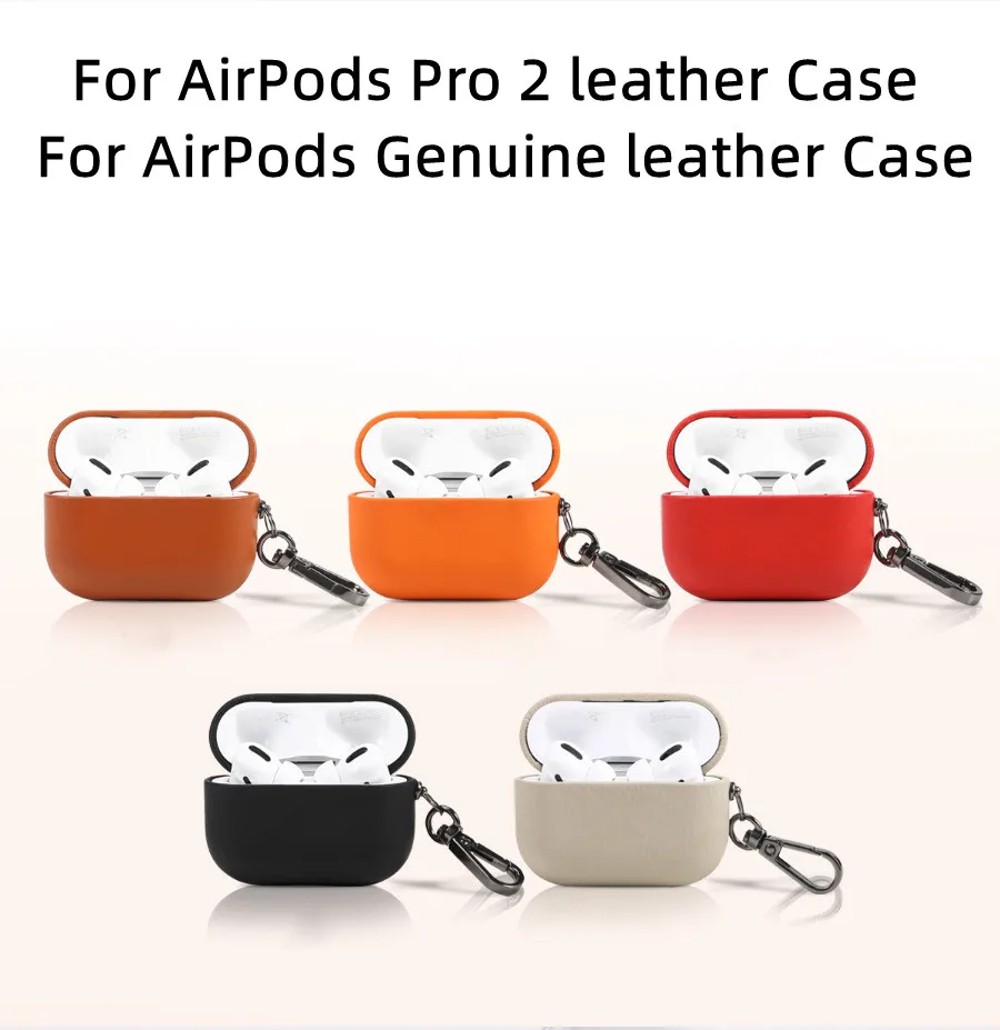 

Case 2022 New For AirPods Pro 2 Cover Genuine Leather earphone protector earphone accessories sleeve For AirPods Pro 2 Case 2022