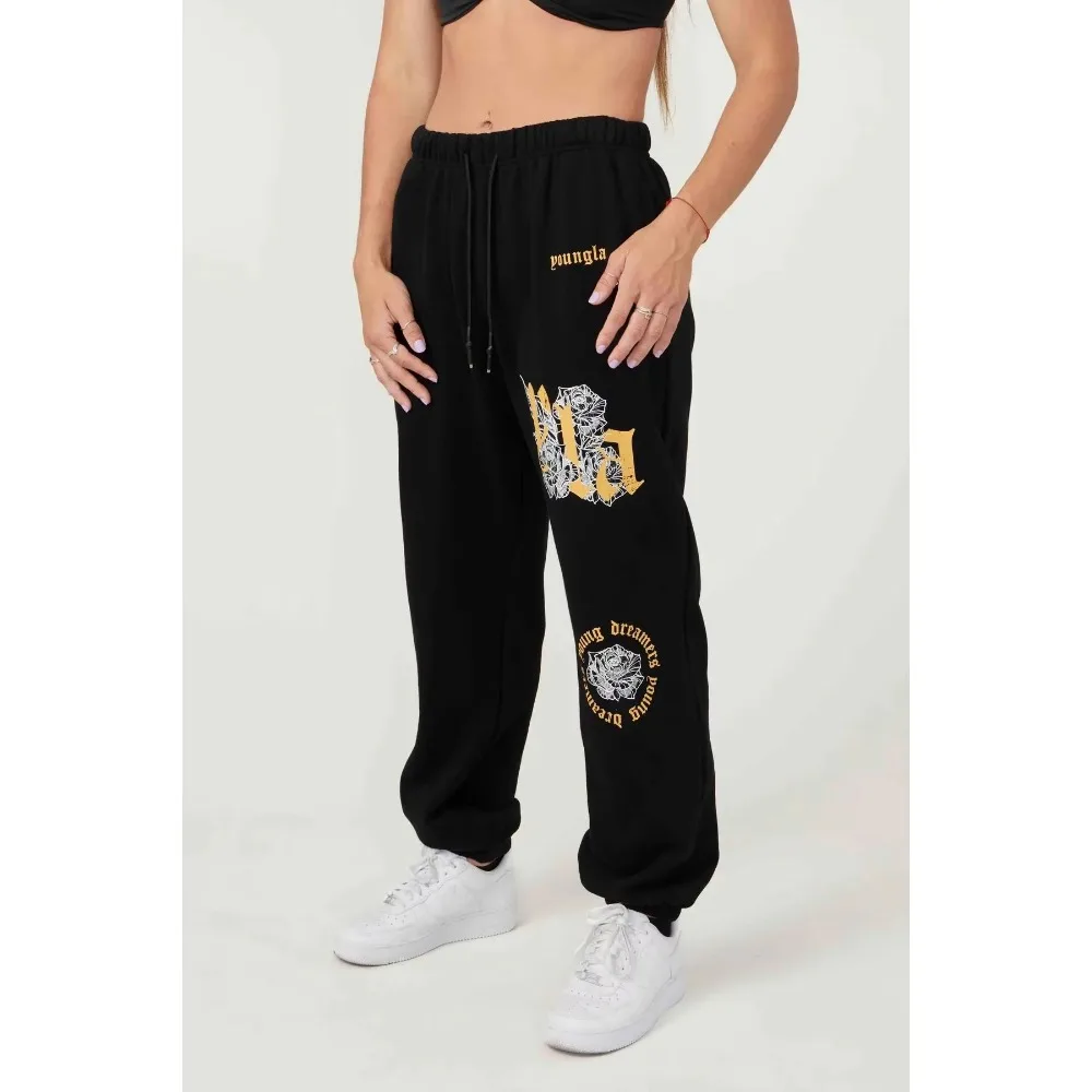 American Style New YA Women\'s Sweatpants Sports and Fitness Cotton Printed Casual Pants Jogger Gym Bodybuilding Pants