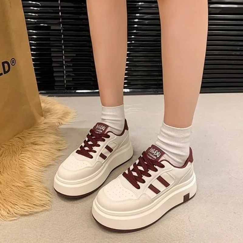 

Thick Sole White Platform Shoes for Women 2025 Versatile Sporty Casual Sneakers with Chunky Heel​