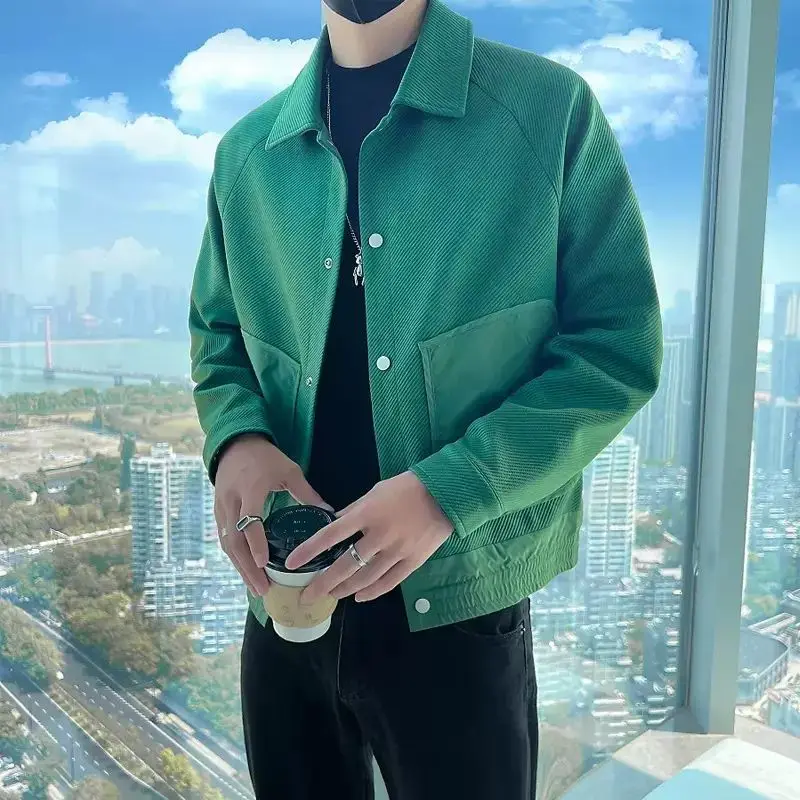 Diagonal Green Jacket Trendy Brand High-end and Light Mature Style Men's New Jacket Trendy Men's Top