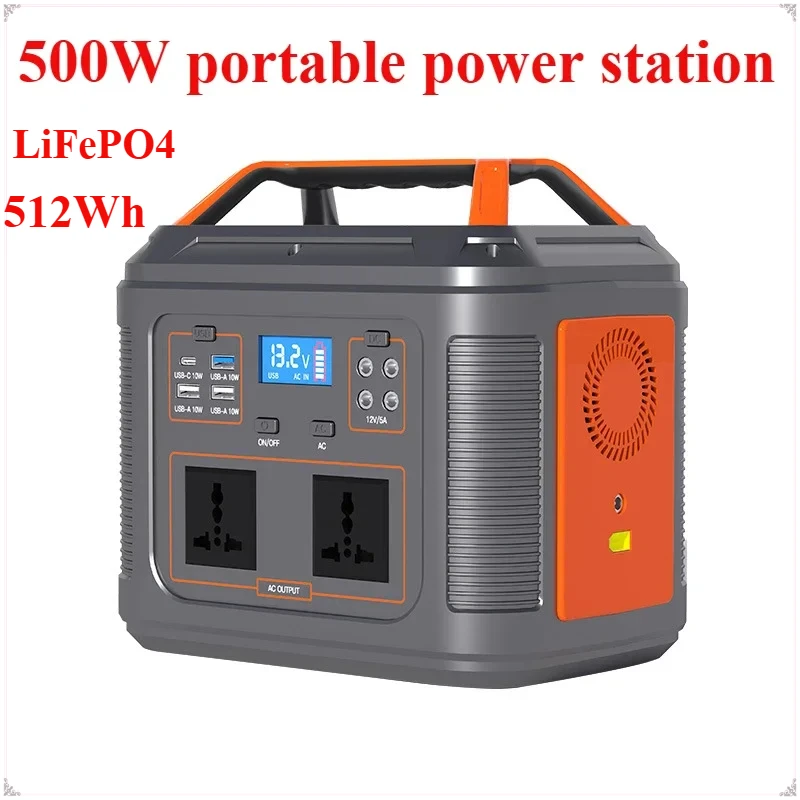 500W Portable Power Station 512Wh LifePo4 solar power generators 220V Outdoor Emergency Mobile Power Bank for Home Use Camping