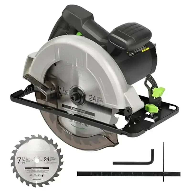 Adjustable Cutting Depth Circular Saw 6000RPM 7-1/4 Inch Blade Safety Design Scale Ruler Rip Guide