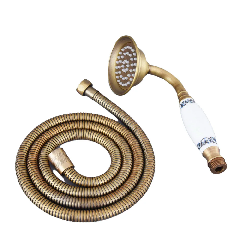 Antique Brass Bathroom Telephone Shape Hand Spray Handheld Shower head 1.5m Hand Held Shower Head HoseLhh116