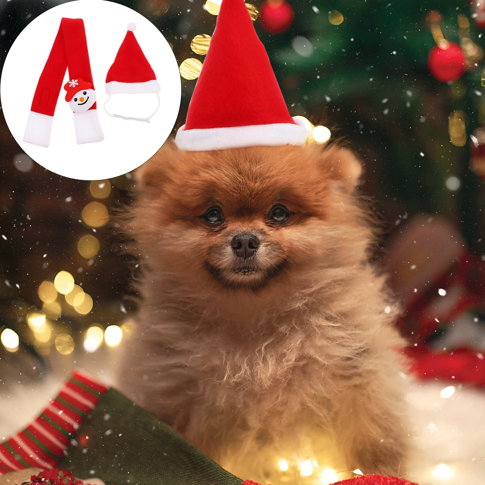 

1Set Christmas Pet Hat Scarf Dog Cat Costume Accessory Pet Cosplay Hat Scarf Soft Holiday Outfit Cat Collar Dog Headwear