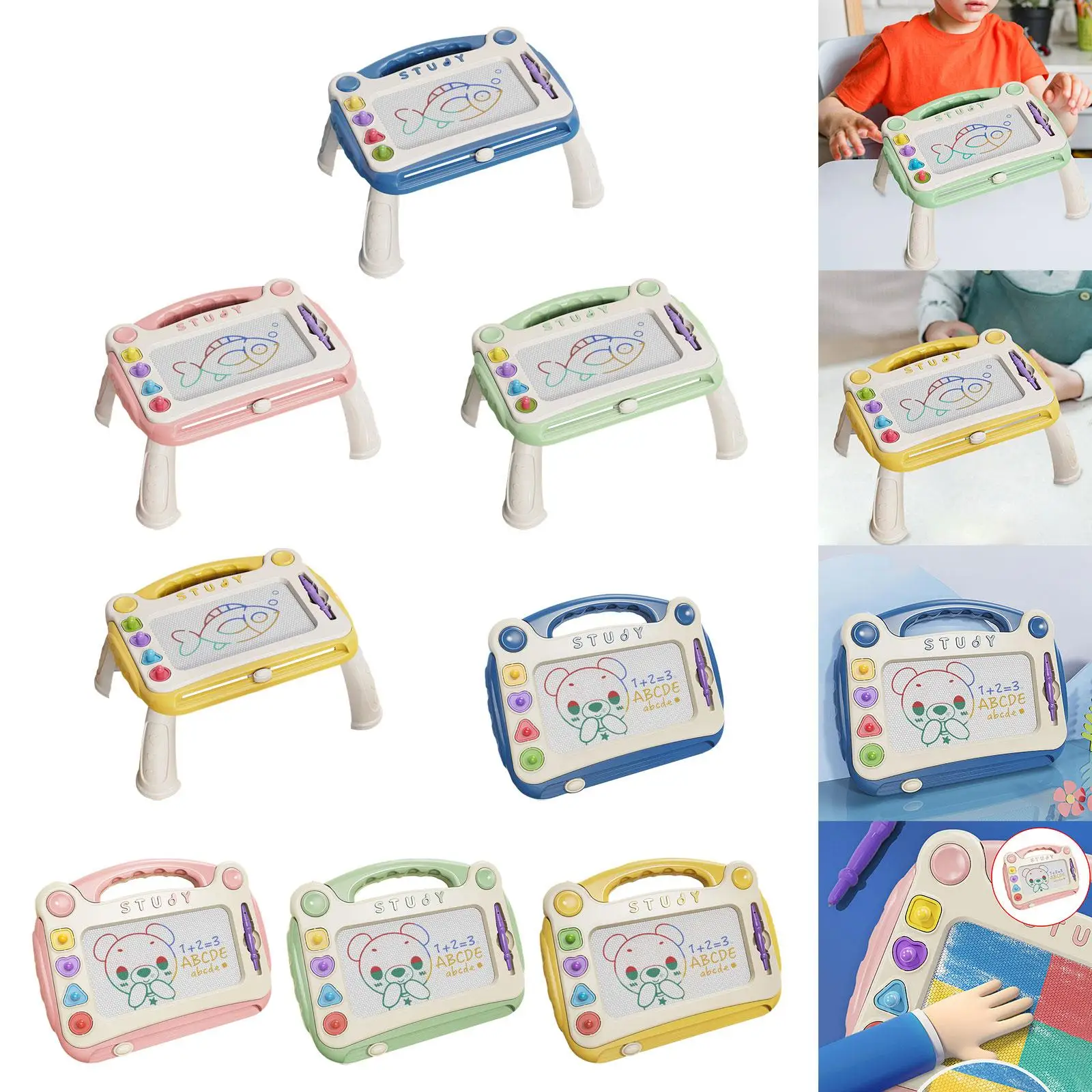 Tavolo per incidi Blocco per schizzi Giocattoli per l'apprendimento Lavagna per scarabocchi Magnete cancellabile Blocco per schizzi per bambini Regali per bambini di 2-3 anni