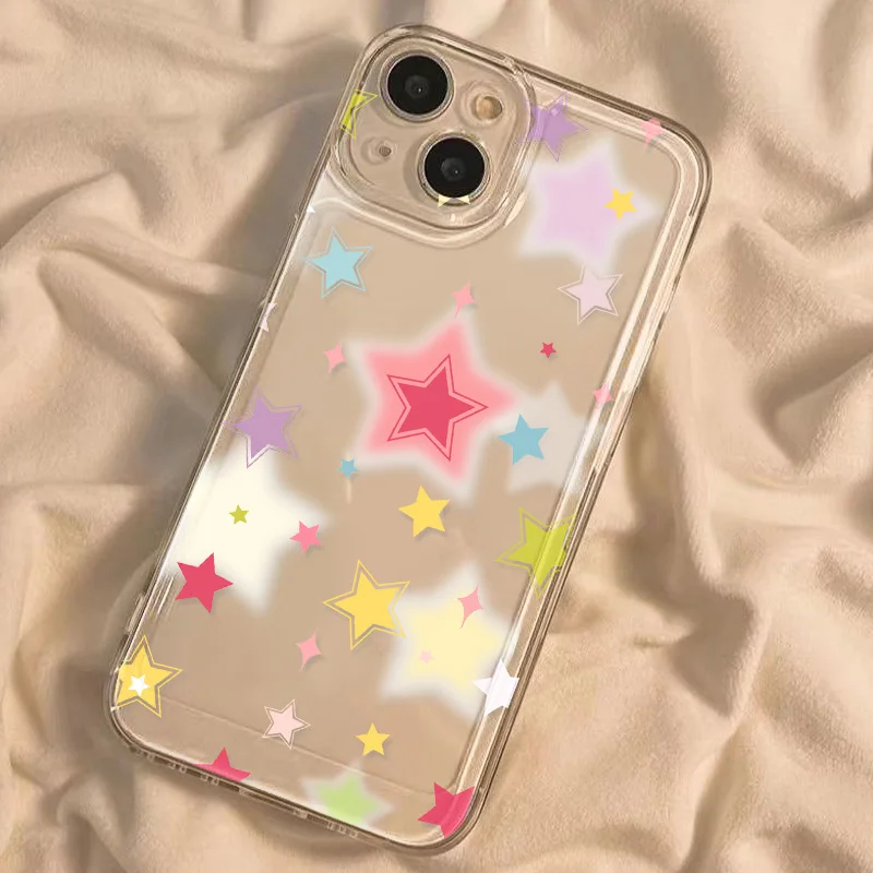 Colorful Star Clear Case For iPhone 11 Case iPhone 13 15 14 12 Pro Max X XR XS 7 8 Plus SE 2022 2020 Fundas Soft Silicone Cover image 5