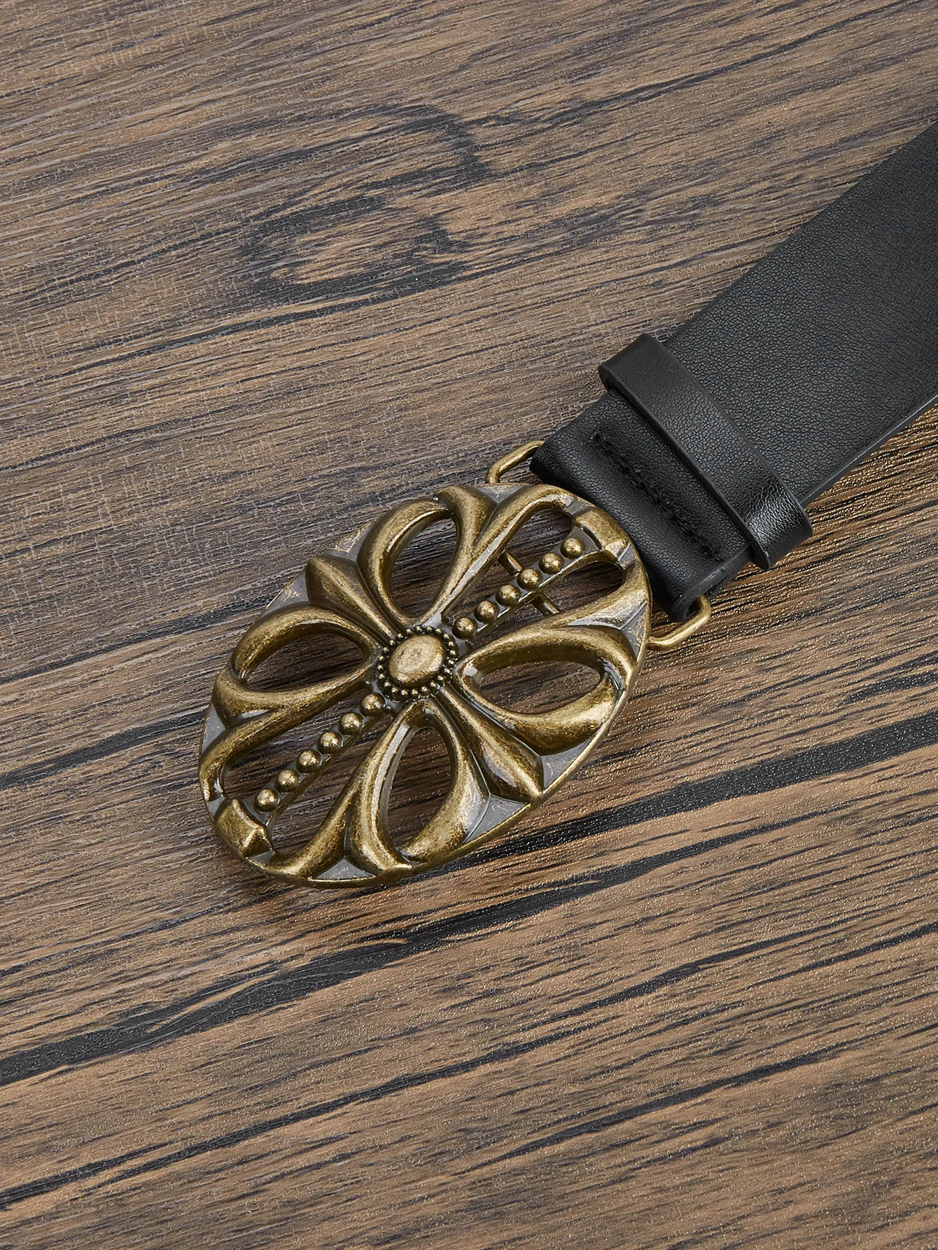 1pc men's punk bronze metal flower buckle bronze rivet belt jeans versatile decorative belt