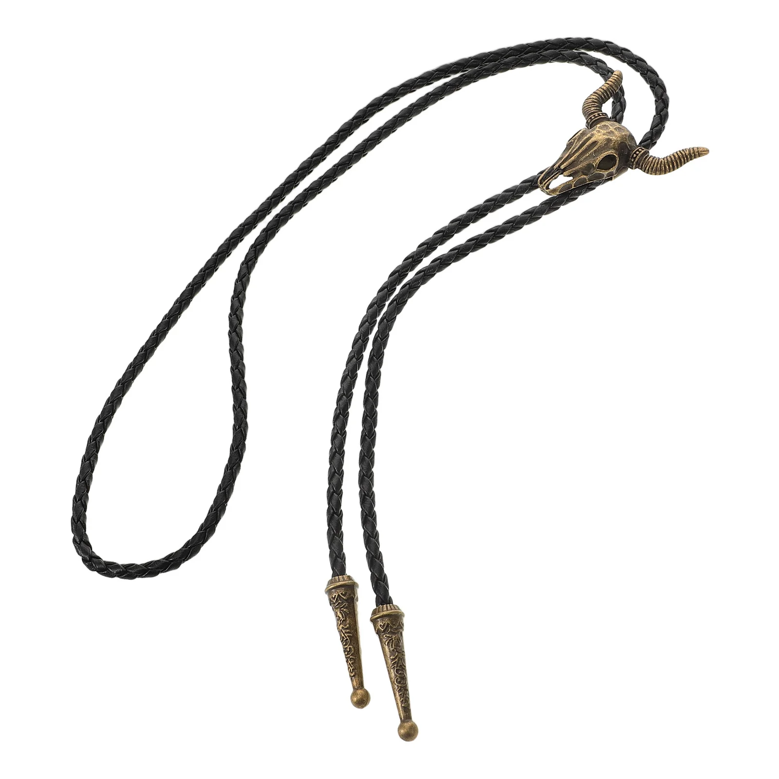 

Adjustable Bull Skull Bolo Tie Necklace Vintage Western Style Jewelry Men Women Trendy Cowboy Accessories