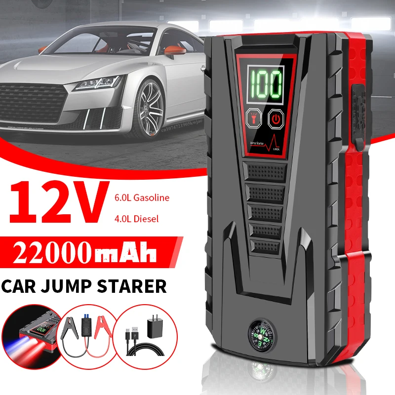 

22000mAh Portable Car Jump Starter Power Bank Car Booster Charger 12V Starting Device Petrol Diesel Car Emergency Booster