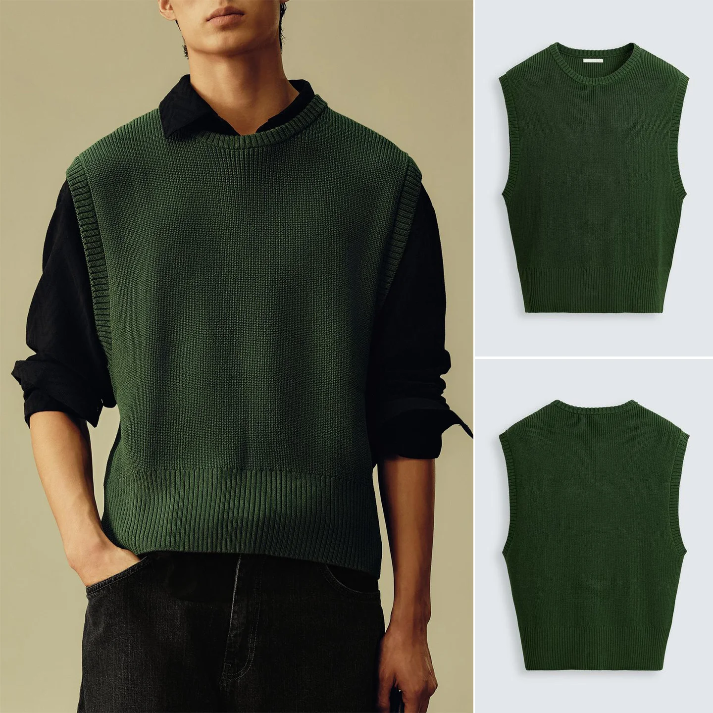 فضفاضة تناسب محبوك سترة الرجال الخريف الشتاء جديد جولة Ne Svel مختلط الألياف ضبط شوكة العلامة التجارية Faion الملابس #1