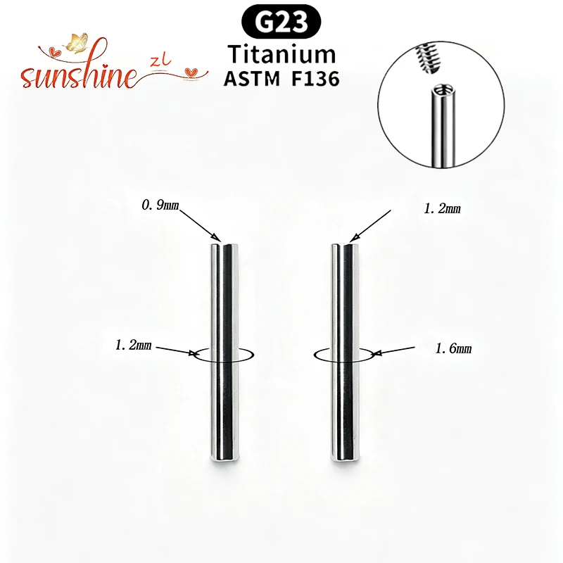 50pcs/lot ASTM F136 Implant Grade Titanium 14G 16G Internally Threaded Barbell Shaft 6/14/16/50mm Bar Length Jewelry Accessories
