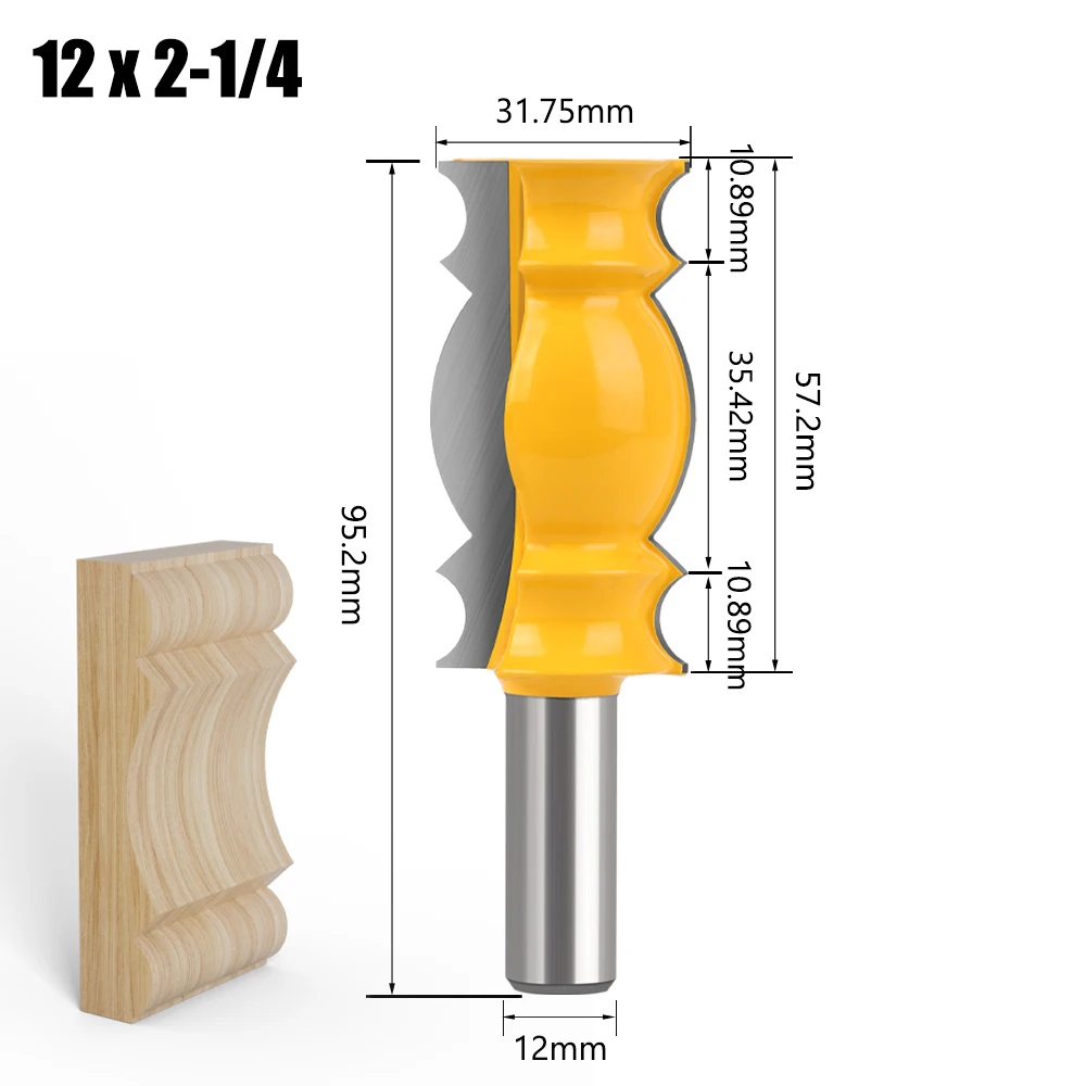 건축 몰딩 난간 라우터 비트 세트, 케이싱 베이스 CNC 라인 목공 커터 페이스 밀, 12mm 1/2 인치 생크