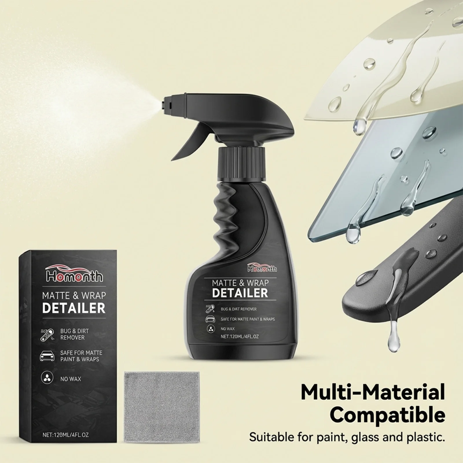 Homonth Matte Paint Wrap Detailer Spray ohne Wachs, Insekten- und Schmutzentferner, sicher für die tägliche Pflege und Reinigung des Auto-Außenteils, 120 ml – Detail 4