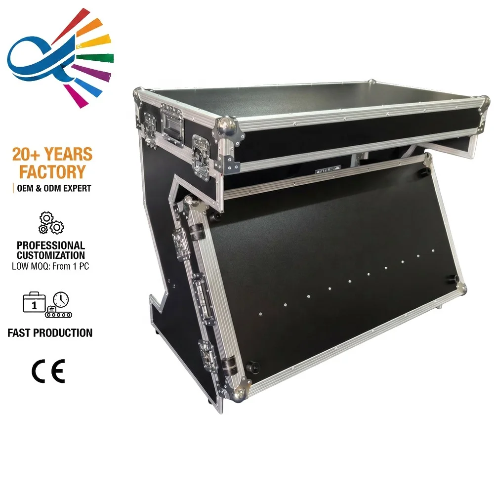 1.2m Durable Z-Table Folding DJ Table Mobile Workstation Flight Case with Handles and Wheels IP65 Waterproof Road Trunk Pro