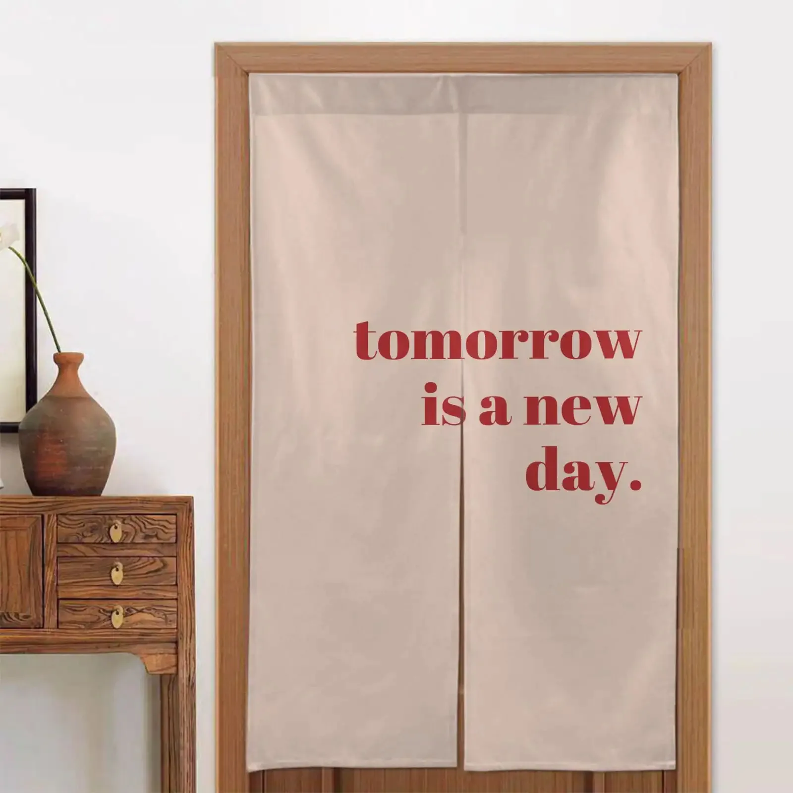 minimalist door curtain tomorrow is a new day art for bedroom living room home decor non-toxic material Elevate Your Space