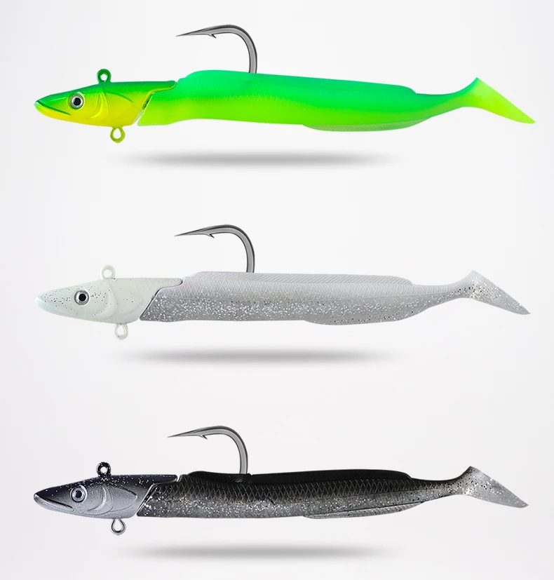 TAIYU Set Leuchtköder Weichköder Aal T-Flosse 12cm 23g Langsam Sinkender Bleikopf-Lure Kunstköder für Barsch/Forelle/Hecht – Detail 14