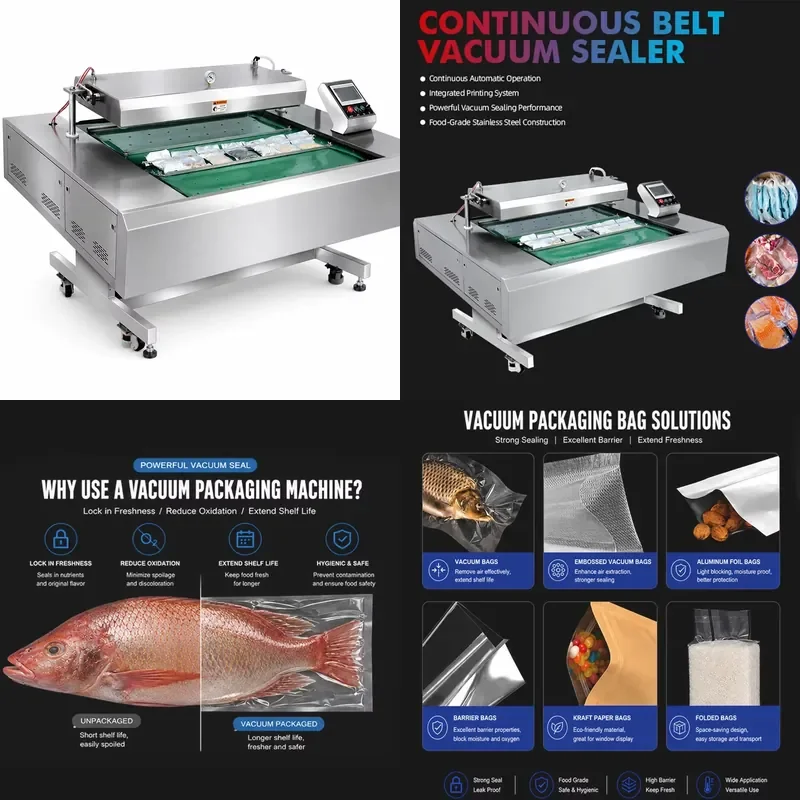 for Customized Electric Continuous Rolling Automatic High Yield Vacuum Packaging Machine for Beef Steak Frozen Food