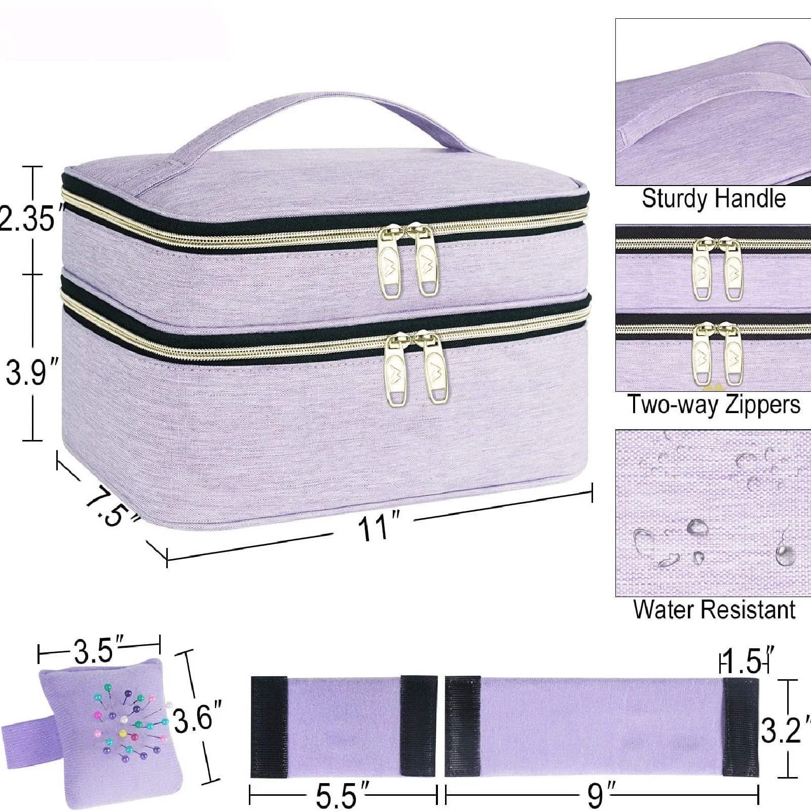 Forniture per cucire borsa portaoggetti in poliestere a doppio strato custodia per Carring da viaggio di grande capacità per strumenti per cucire filo