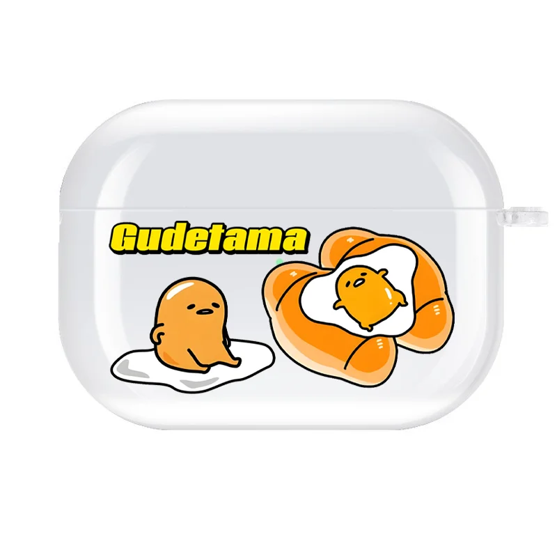 Gudetama حقيبة سماعة الاذن ل Airpods 3 4 Pro Pro 2 الكرتون شفافة سماعة لاسلكية تعمل بالبلوتوث سماعة الغطاء الواقي الملحقات