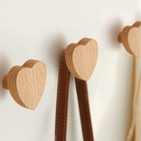 Heart Shape Cabinet Handles Creative Beech Wood Handle Home Decoration Solid Wood Cabinet Handles Kitchen Accessories