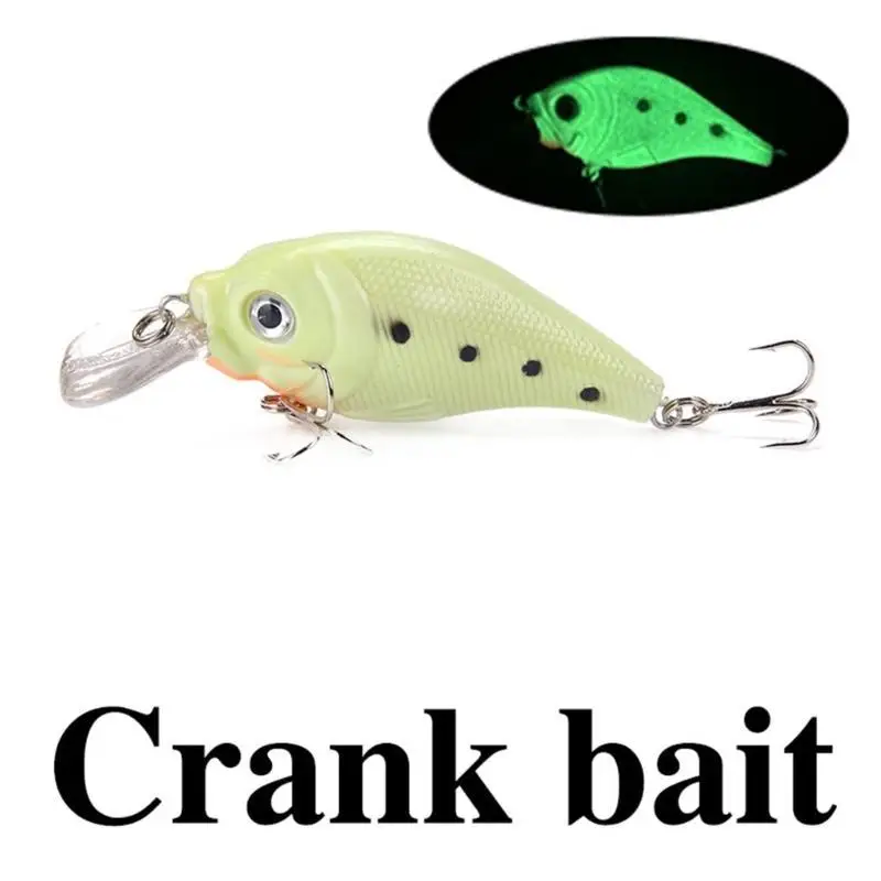 

R6FE 5Pcs Glows in Dark Fishing Tackle Spinner Fishing Lures Fishing Lures Wobbler Fish Lures Artificial Hard Baits Crankbait