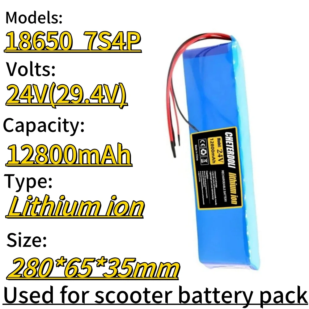 

24V 7S4P 18650 Battery 12800mAh Electric Wheelchairs Modified Scooter Rechargeable Lithium Ion Battery Pack 24v Lithium Battery