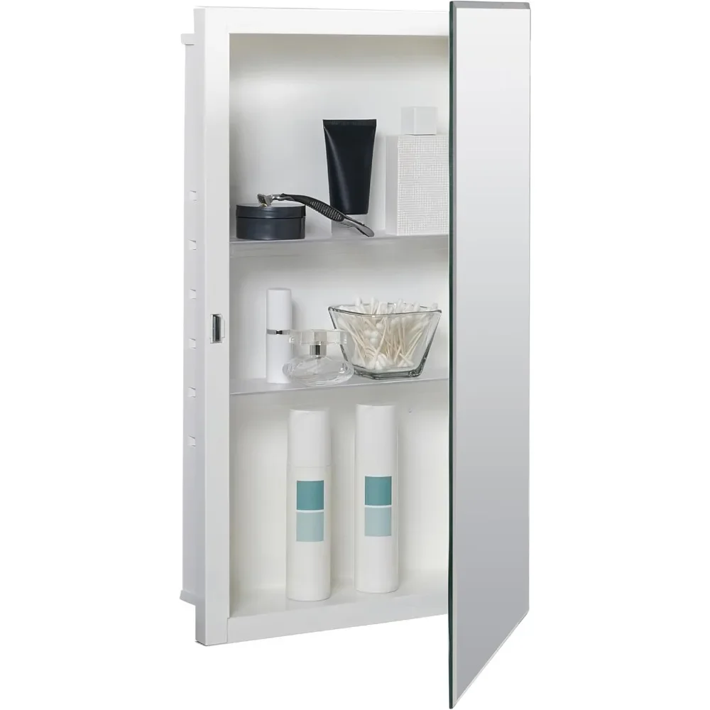 

Medicine Cabinet with 2 Adjustable Shelves, 16" x 26" Inches – Frameless Bathroom Mirror Cabinet with Steel Body – Recessed