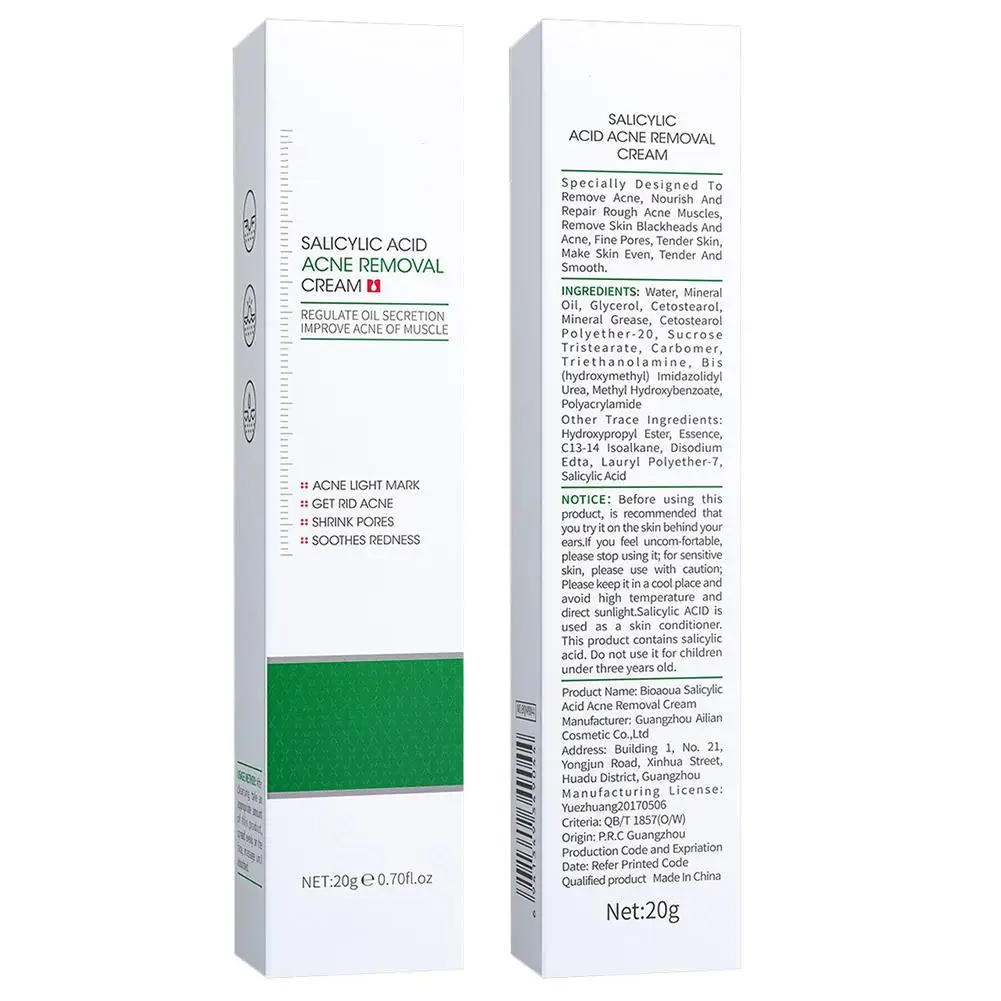 Crema facial de ácido salicílico para el cuidado de la piel, rejuvenecimiento de poros, reducción de poros, mejora el acné, elimina los puntos negros, antienvejecimiento, Control de aceite, 20ml