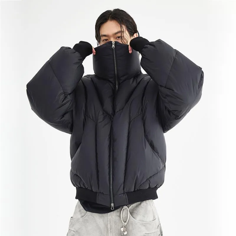 HKSH Autumn Winter New Men's Trendy American Style High Street Short Down Jacket Elegant Casual Stand Collar Padded Coat HK13057