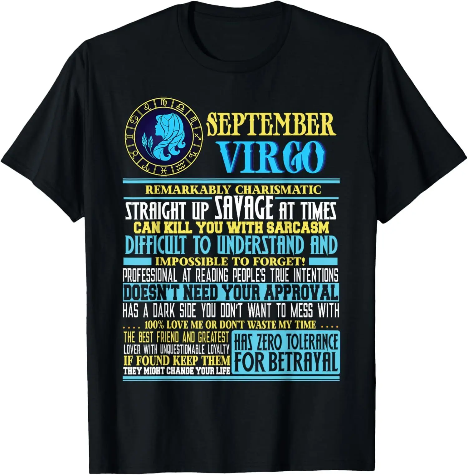 

New Limited Virgo Facts, Funny September Virgo Gift T-Shirt Made In USA