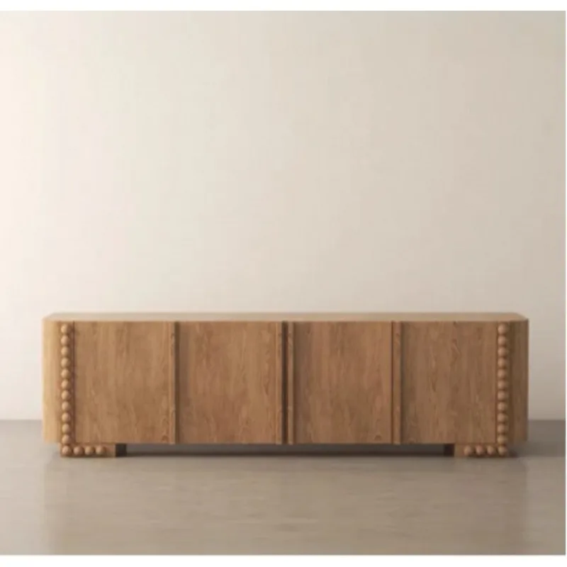 French antique designer solid wood TV cabinet, ash wood primary color wood living room locker creative collection