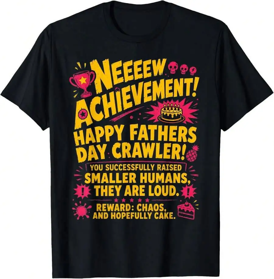 Crawler New Achievement Gamer Dad USA Happy Fathers Day T-Shirt 100% Cotton Trendy Y2K Short-Sleeve Tee – Soft, Quick-Drying, &