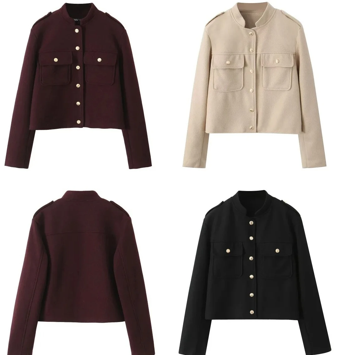 المألوف زر واحد الوقوف طوق سترة المرأة ملابس خارجية الخريف الشتاء نمط جديد جيب مزين اتجاه الشارع