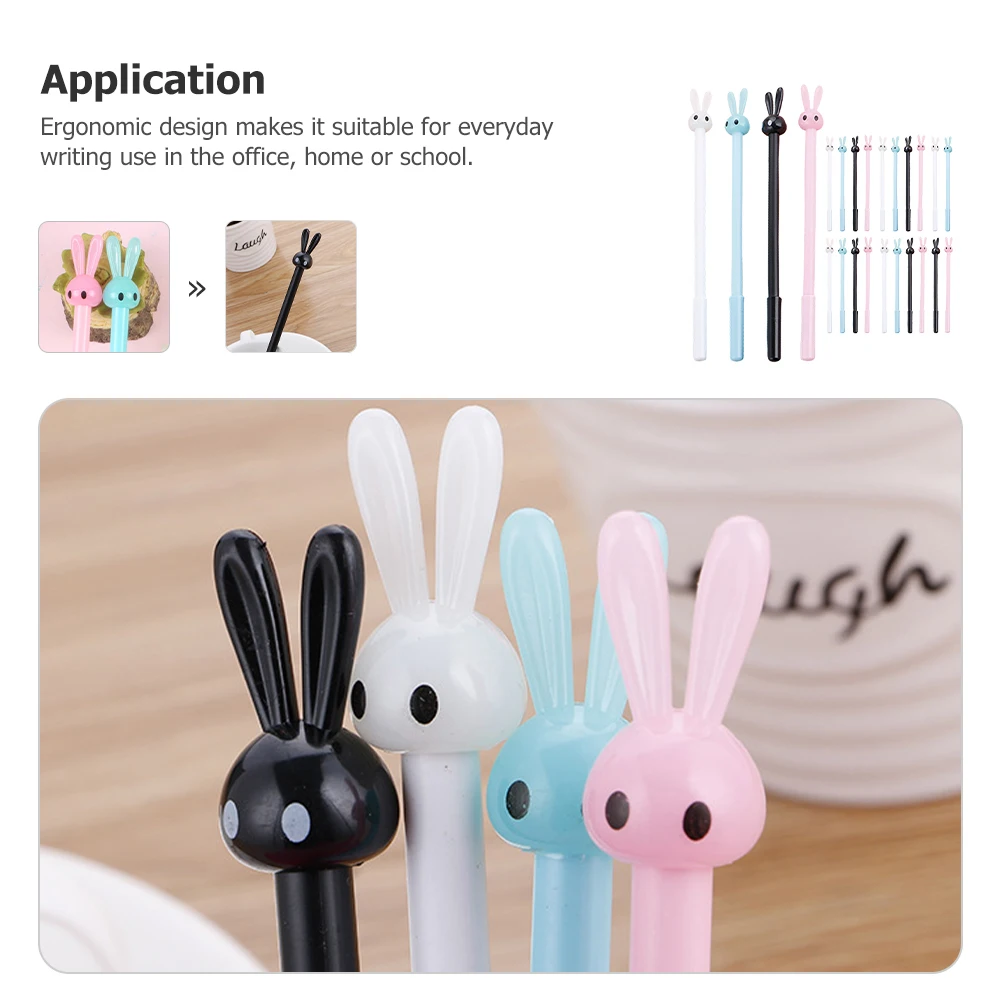 

24 Pcs Long Ears Rabbit Gel Pens Cute Animal Plastic Writing Instruments for Kids Students School Supplies Cartoon