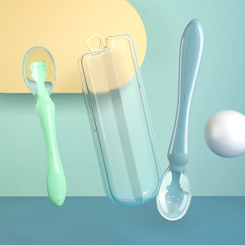 Soft Silicone Baby Feeding Spoon, Candy Color Spoon, Comida para crianças Colheres de bebê, Pratos Alimentador Talheres